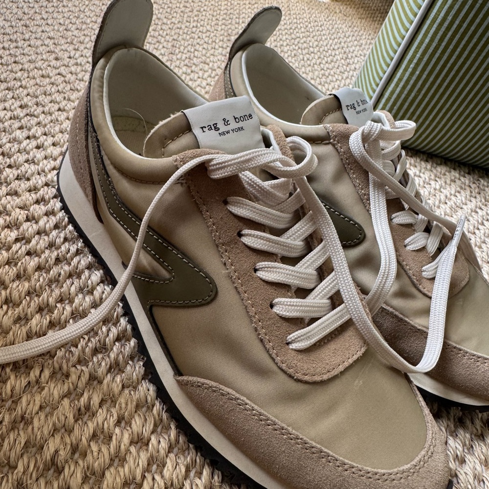 Rag & Bone Women’s Retro Runner Beige and Olive Sneakers